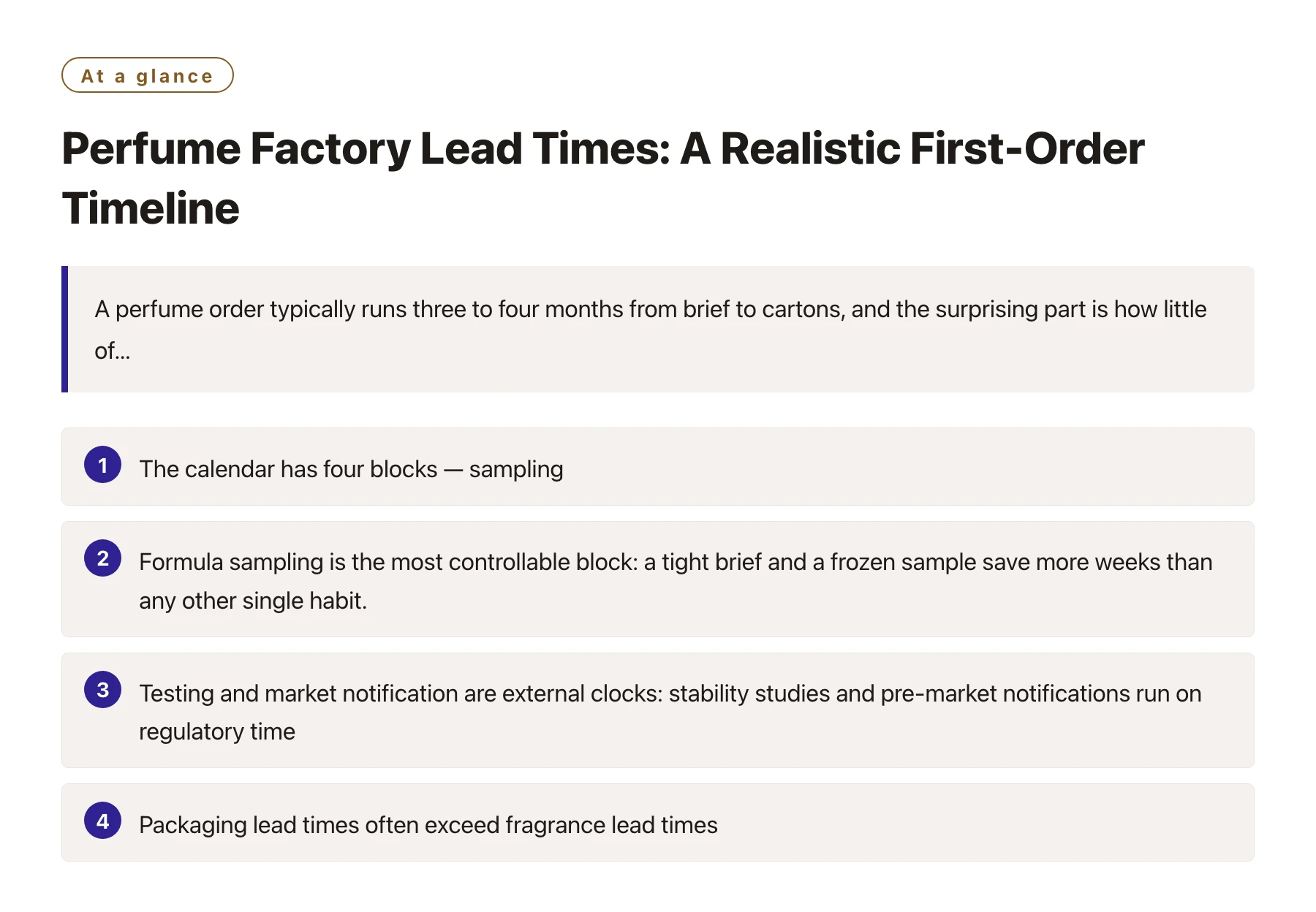 Perfume Factory Lead Times: A Realistic First-Order Timeline——全文要点速览