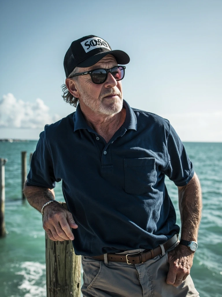 A Silent World captain leaning on a piling at the dock.